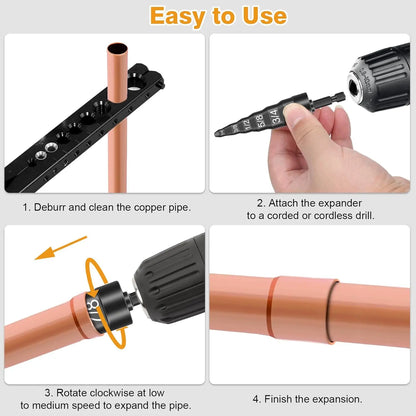 6-in-1 HVAC Copper Tube Swaging Tool Set with Bit Holder
