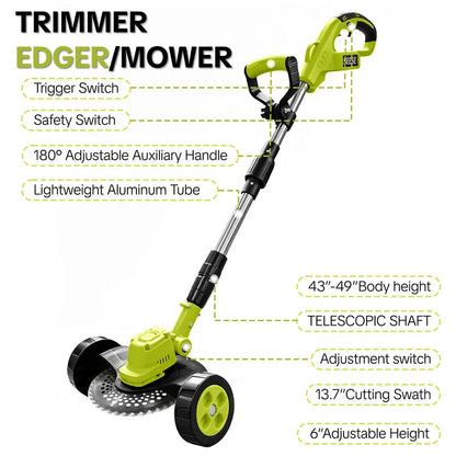 3-in-1 Cordless String Trimmer, Edger & Mini Mower – 2 Batteries Included