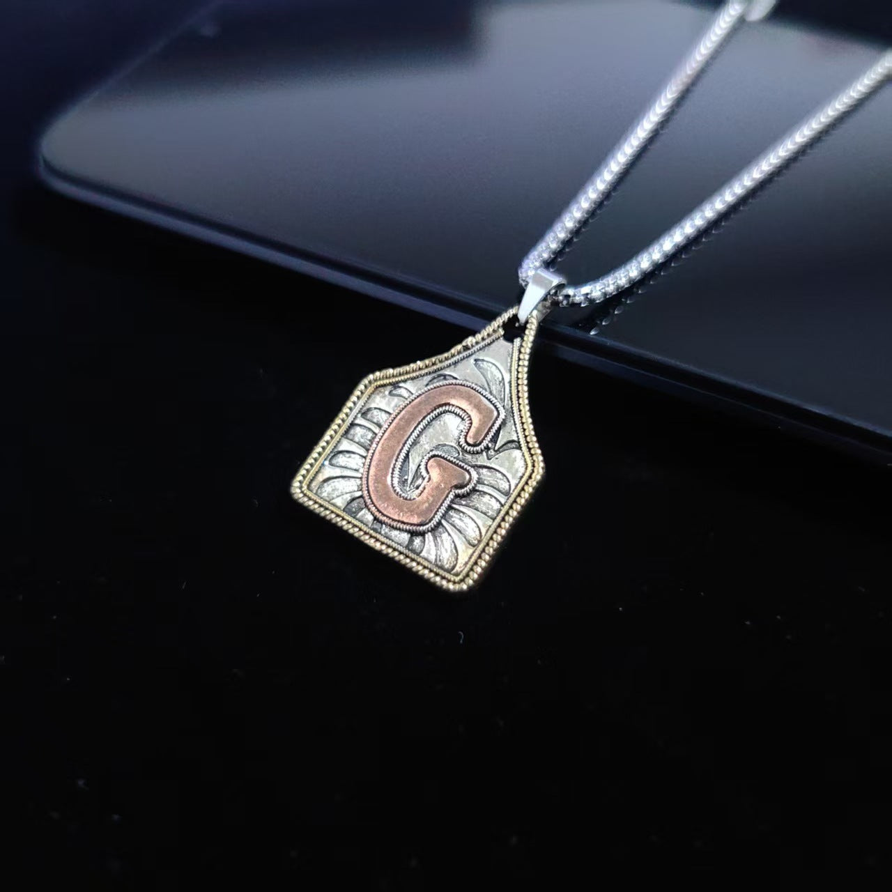 A-Z Letter Pendant Necklace - 22inch Stainless Steel