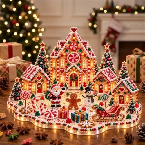 🎁 DIY Christmas Village Gem Art Kit – 3D Gingerbread House