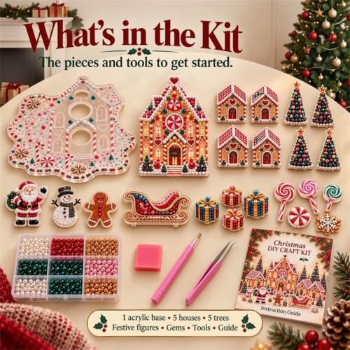 🎁 DIY Christmas Village Gem Art Kit – 3D Gingerbread House