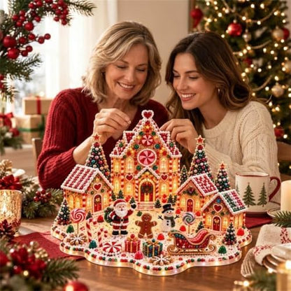 🎁 DIY Christmas Village Gem Art Kit – 3D Gingerbread House