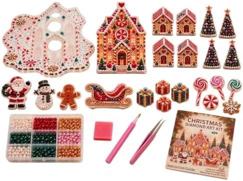 🎁 DIY Christmas Village Gem Art Kit – 3D Gingerbread House