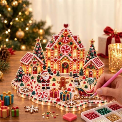 🎁 DIY Christmas Village Gem Art Kit – 3D Gingerbread House
