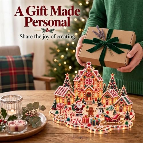 🎁 DIY Christmas Village Gem Art Kit – 3D Gingerbread House