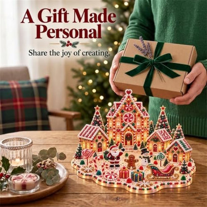 🎁 DIY Christmas Village Gem Art Kit – 3D Gingerbread House