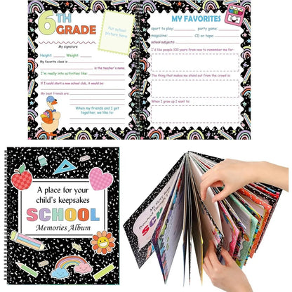 📚School Memory Book Photo Album for Kids,14 Pockets, 34 Pages, 13 Years