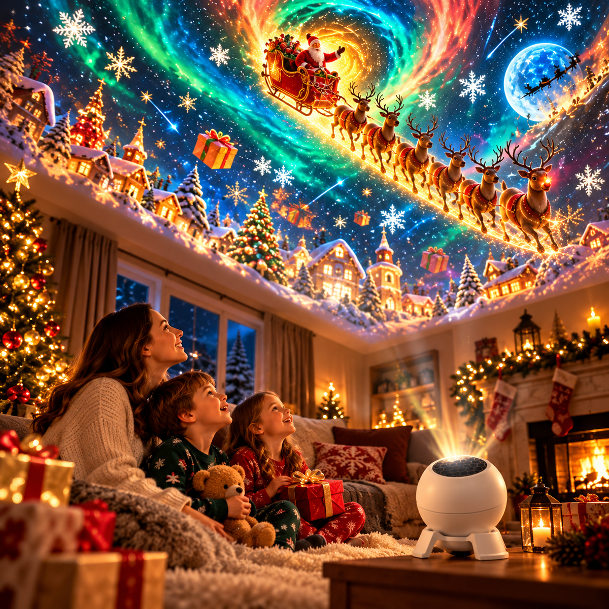 🌲Magical Christmas Scene Projector – Transform Your Room into a Holiday Wonderland ✨