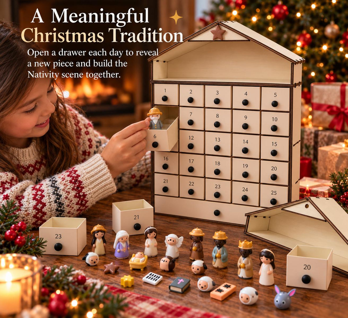 Nativity Advent Calendar 2026 – 24-Day Christmas Countdown with Nativity Figures