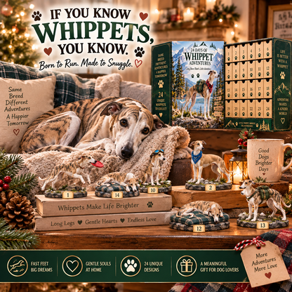 🐾 24 Days of Whippet Adventures – Christmas Advent Calendar | 24 Unique Dog Collectible Figurines