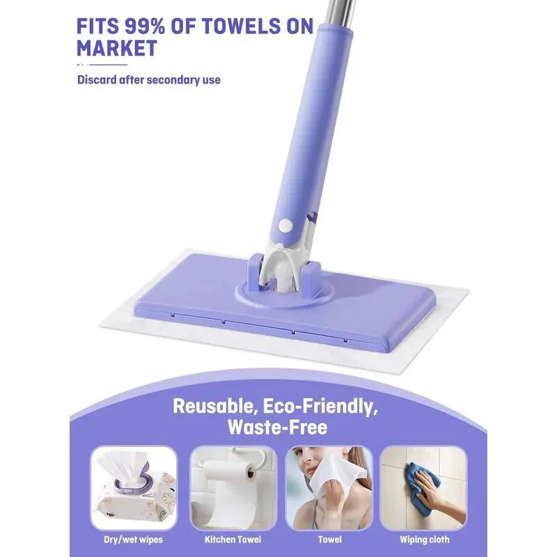 No-Wash Hands-Free Rotating Mop - purple(47.24 inches long)