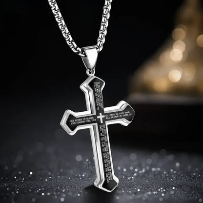 Engraved Bible Verse Cross Necklace
