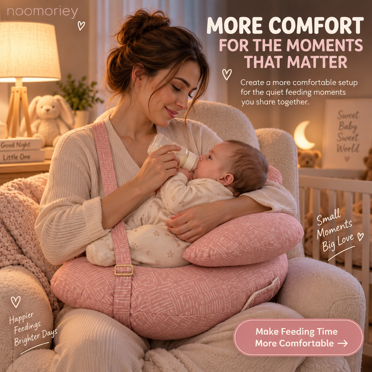 💗 Wearable Nursing Pillow – Wraparound Feeding Cushion with Adjustable Strap