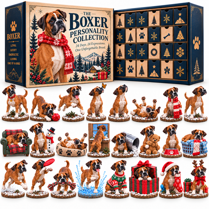 🐾 Only Boxer Lovers Will Understand! 🎄 – 24-Day Boxer Dog Christmas Advent Calendar with 24 Unique Collectible Figurines
