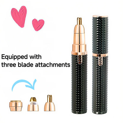 Rechargeable 3-in-1 Facial Hair Trimmer for Women, Precision Eyebrow Shaper & Painless Face Shaver for Lips and Peach Fuzz