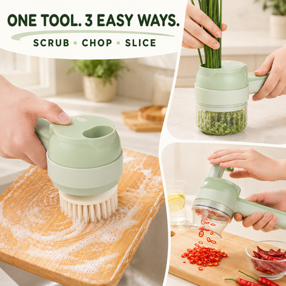🧄 🌶️4-in-1 Handheld Electric Chopper: Slice, Mince, Peel & Auto-Clean!