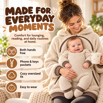 🧸 mom-baby-plush-hoodie-Cozy Baby Carry Hoodie – Soft Sherpa Warmth for Mom & Baby