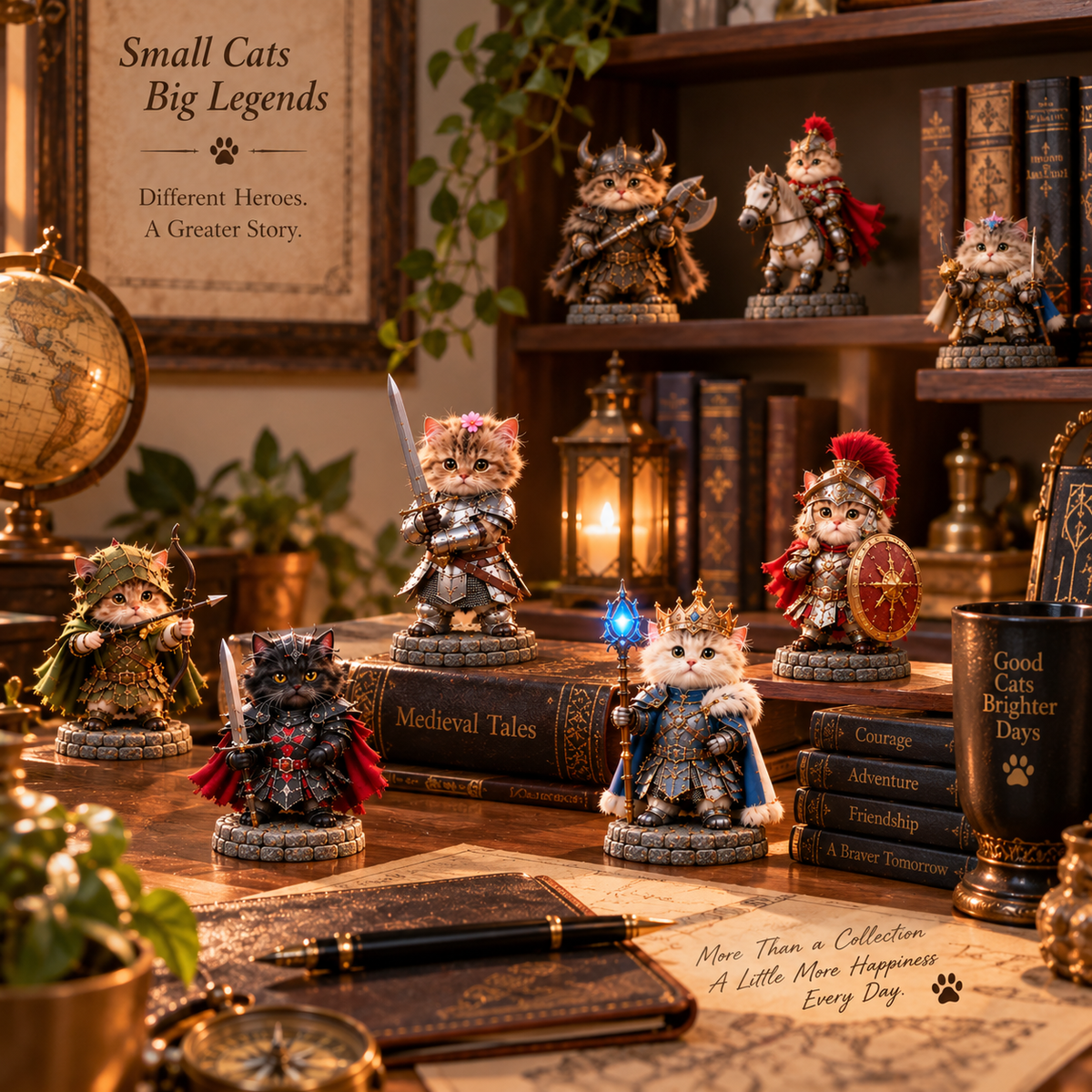 24 Days of Knight Cats – 24 Legendary Fantasy Cat Figurines | Christmas Countdown Collectible Gift Set