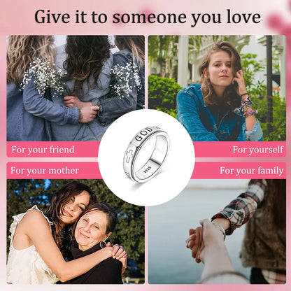 Christian Spinner Ring – Psalm 46:5 Inspirational Cross Ring