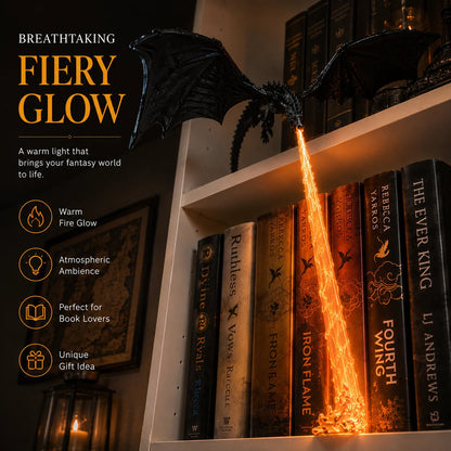 🐉 Fire-Breathing Dragon Bookshelf Lamp – Fantasy LED Shelf Decor
