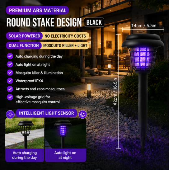 50％OFF🌙 Solar Mosquito Zapper Light 2-in-1 UV Bug Killer & Outdoor Garden Lamp, Waterproof & Solar Powered