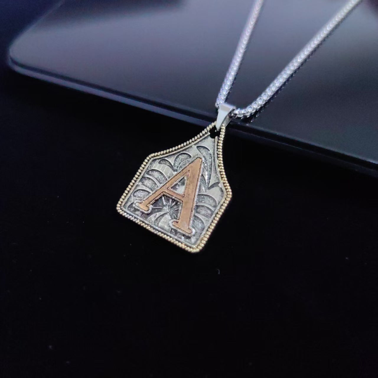 A-Z Letter Pendant Necklace - 22inch Stainless Steel