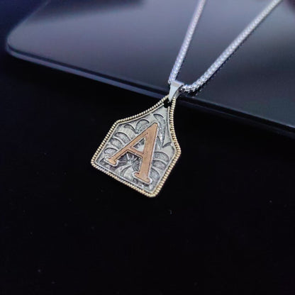 A-Z Letter Pendant Necklace - 22inch Stainless Steel