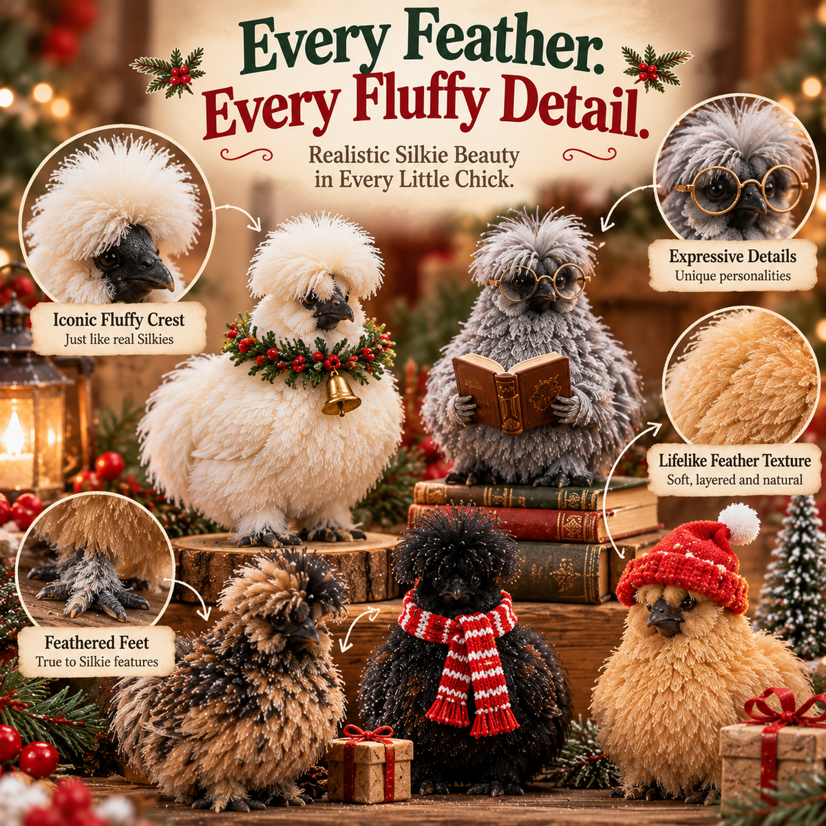 🐔🎄 24 Days of Silkie Chicken Joy – Christmas Advent Calendar with 24 Unique Figurines 🎁❤️