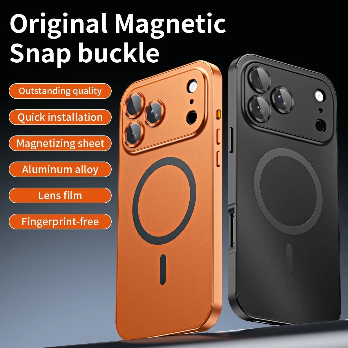 For iPhone 17 Pro Max Air 16 15 14 13 12 Metalic Magnetic Case with Lens Cover