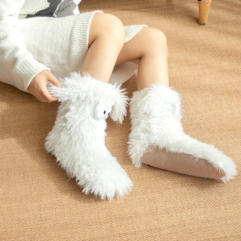 50K+ SOLD💕Women's Plush Slippers Socks Floor Socks Winter Home Indoor Thickened Fleece-Lined Anti-Slip Adult Women's Plush Snow Socks Shoe Covers