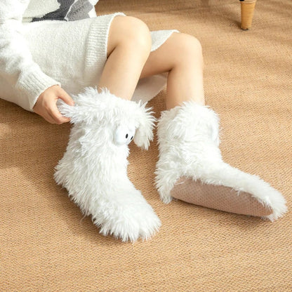 50K+ SOLD💕Women's Plush Slippers Socks Floor Socks Winter Home Indoor Thickened Fleece-Lined Anti-Slip Adult Women's Plush Snow Socks Shoe Covers