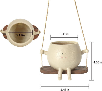 Garden Swing Small Flower Pot – Cute Mini Planter for Succulents, Patio, Balcony & Home Garden Decor