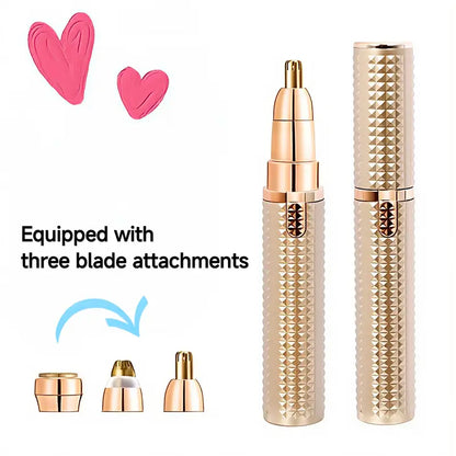 Rechargeable 3-in-1 Facial Hair Trimmer for Women, Precision Eyebrow Shaper & Painless Face Shaver for Lips and Peach Fuzz
