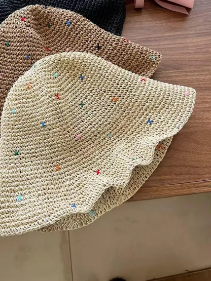 Colorful Rafia Wide Brim Straw Sun Hat