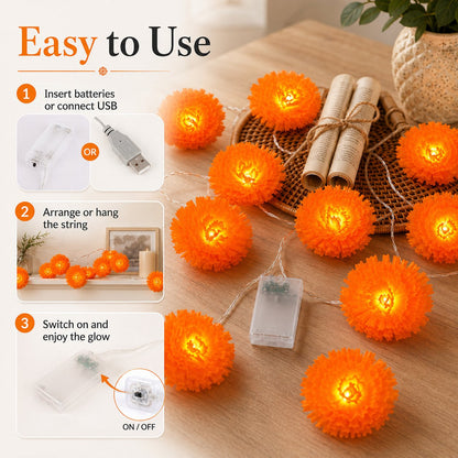 🎃🌼 Halloween Marigold LED Fairy String Lights