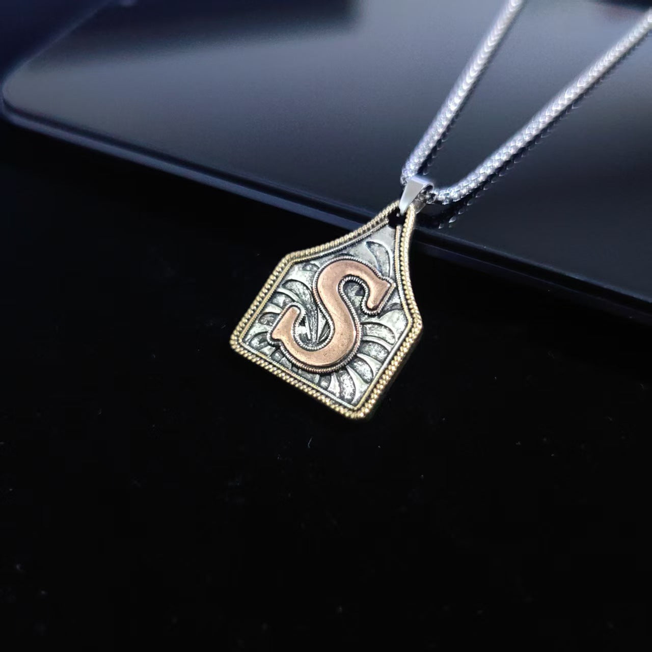 A-Z Letter Pendant Necklace - 22inch Stainless Steel