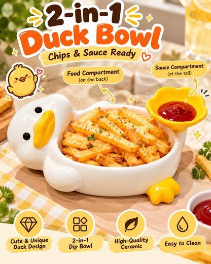 🐤✨ 2-in-1 Cute Duck Snack & Dip Bowl – Multi-Purpose Dish