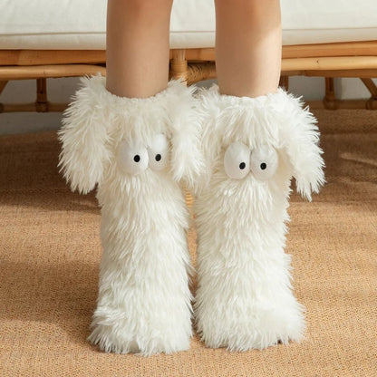 50K+ SOLD💕Women's Plush Slippers Socks Floor Socks Winter Home Indoor Thickened Fleece-Lined Anti-Slip Adult Women's Plush Snow Socks Shoe Covers