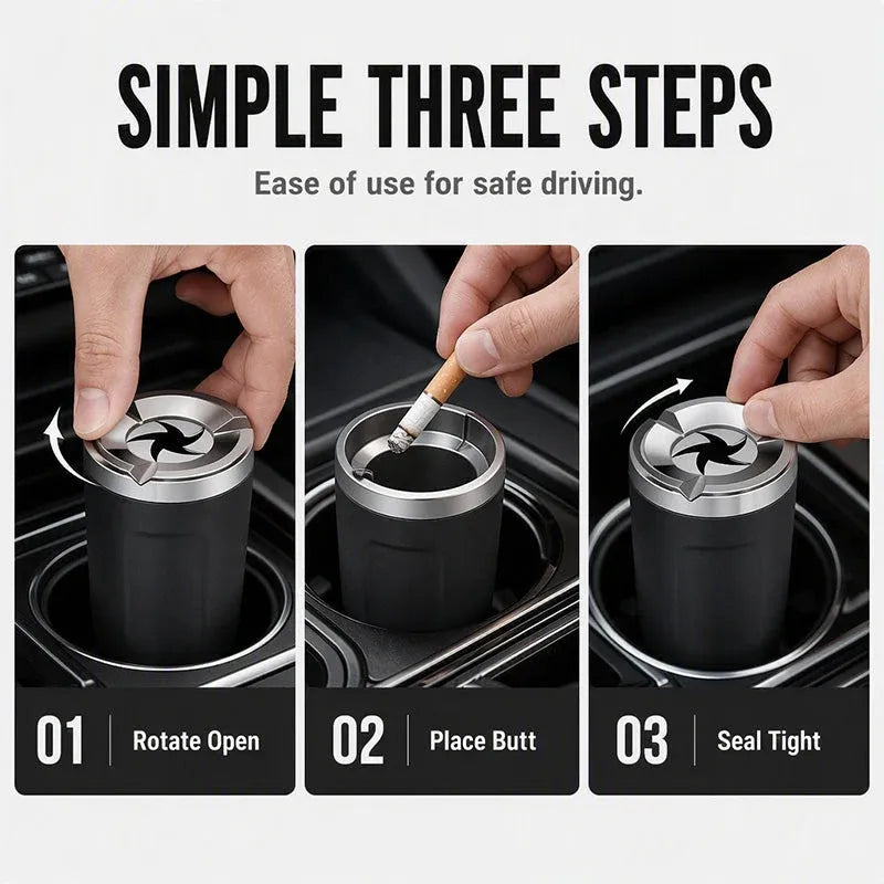 🎉 2026 Sale-Rotating Car Ashtray with Ceramic Inner Liner