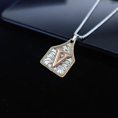 A-Z Letter Pendant Necklace - 22inch Stainless Steel