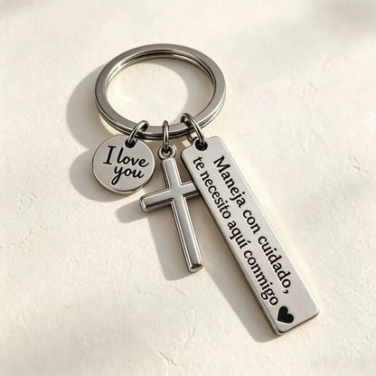 Maneja Con Cuidado Drive Safe Keychain
