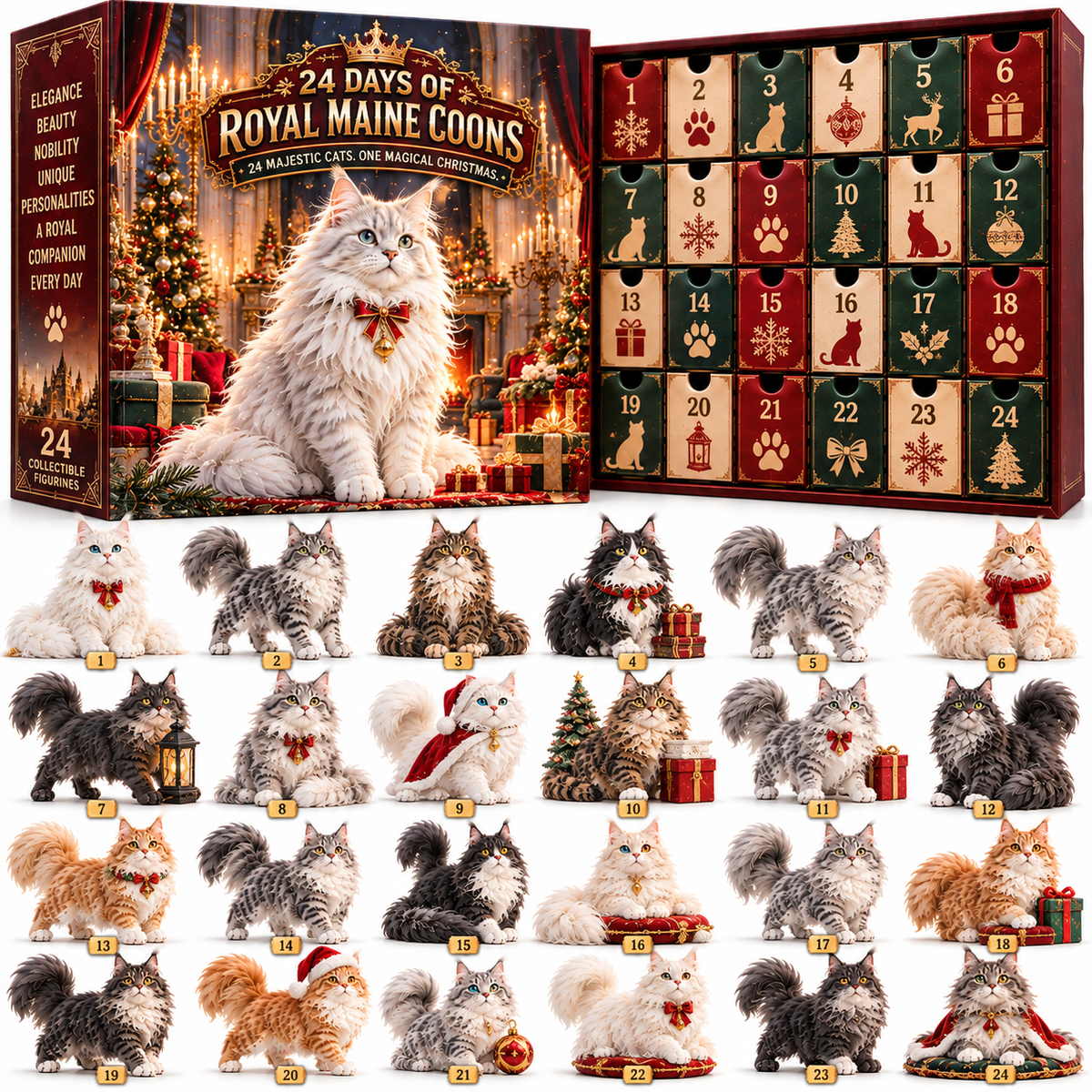 👑 Born to Be Royal! 🐾 24-Day Maine Coon Cat Advent Calendar