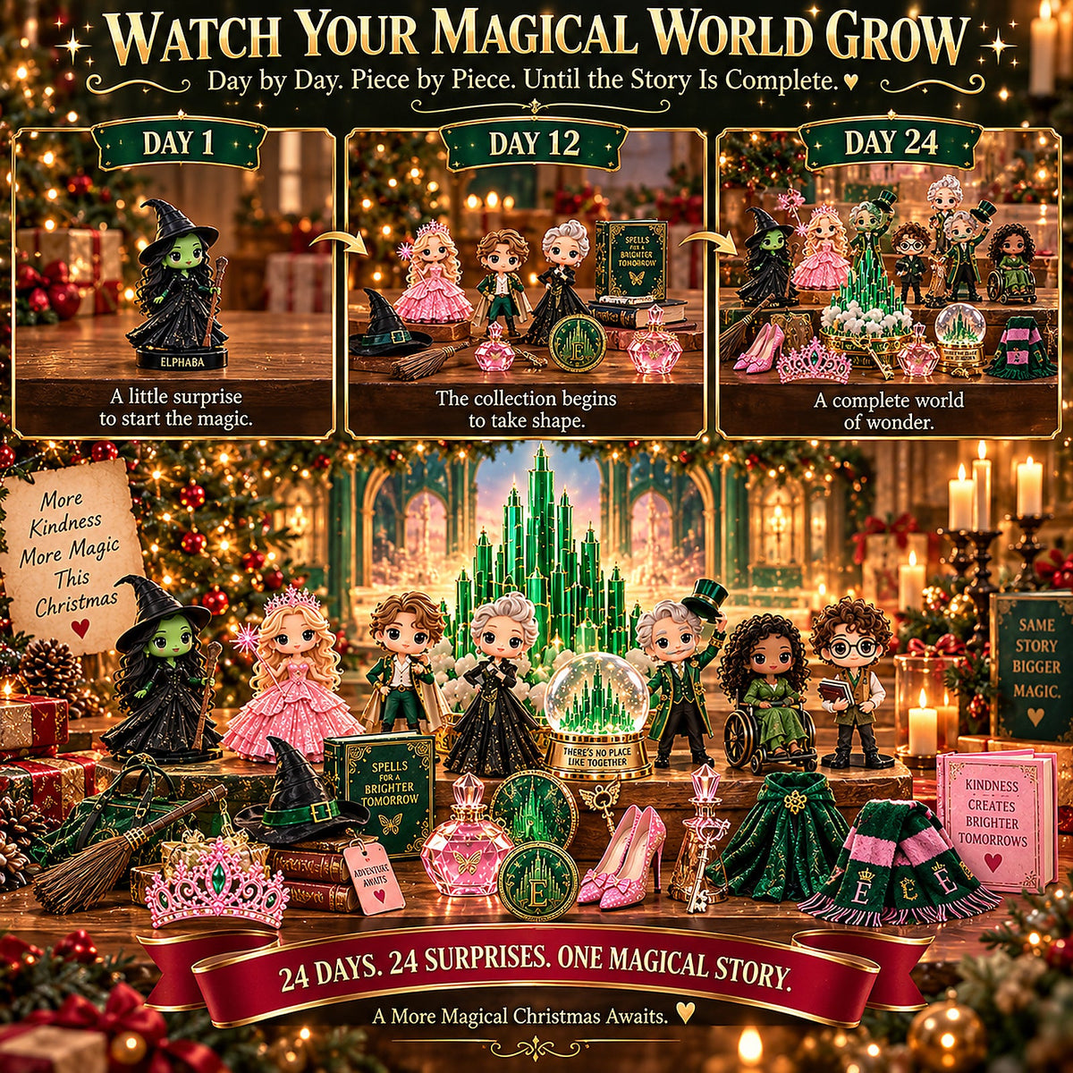 ✨ 24 Days of Emerald & Pink Magic — Magical Christmas Countdown Collection
