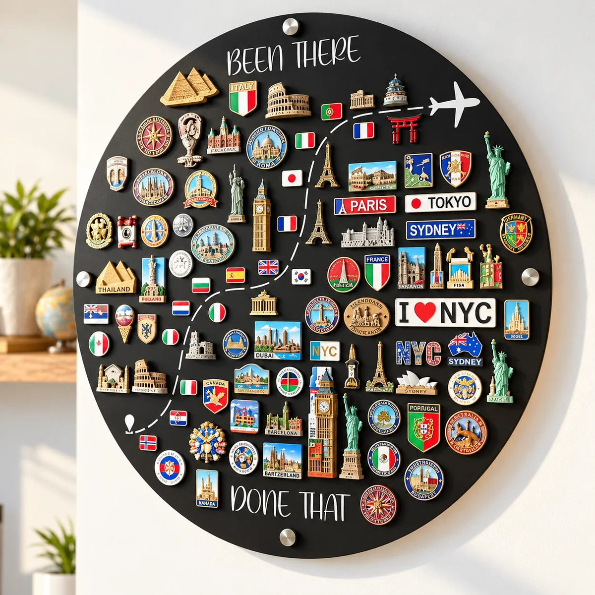🌍✈️ Been There, Done That – Travel Magnet Display Board 🎁