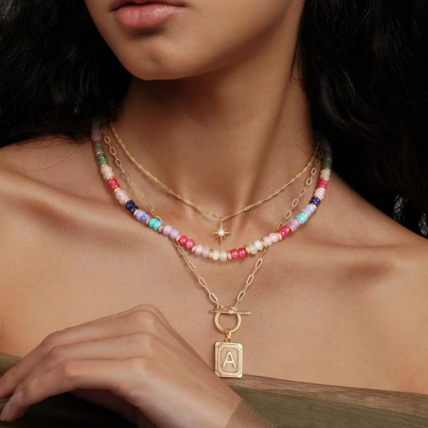 14K Gold Plated Layered Necklaces for Women