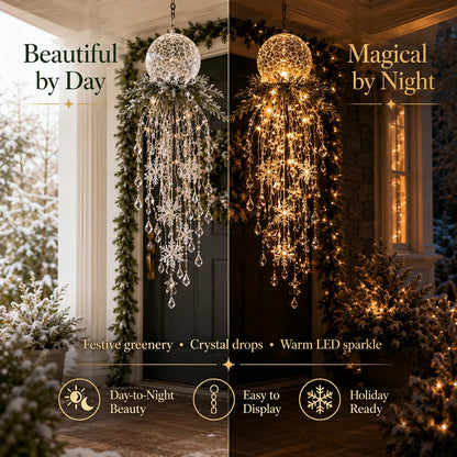 ❄️Crystal Cascade Christmas Light – Hanging Snowflake & Crystal LED Porch Décor ✨