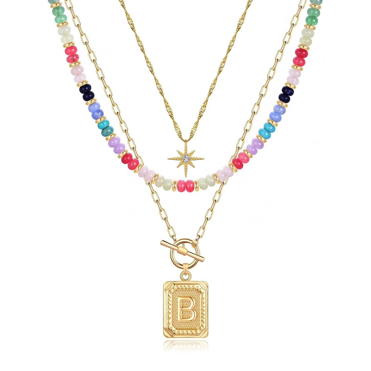 14K Gold Plated Layered Necklaces for Women