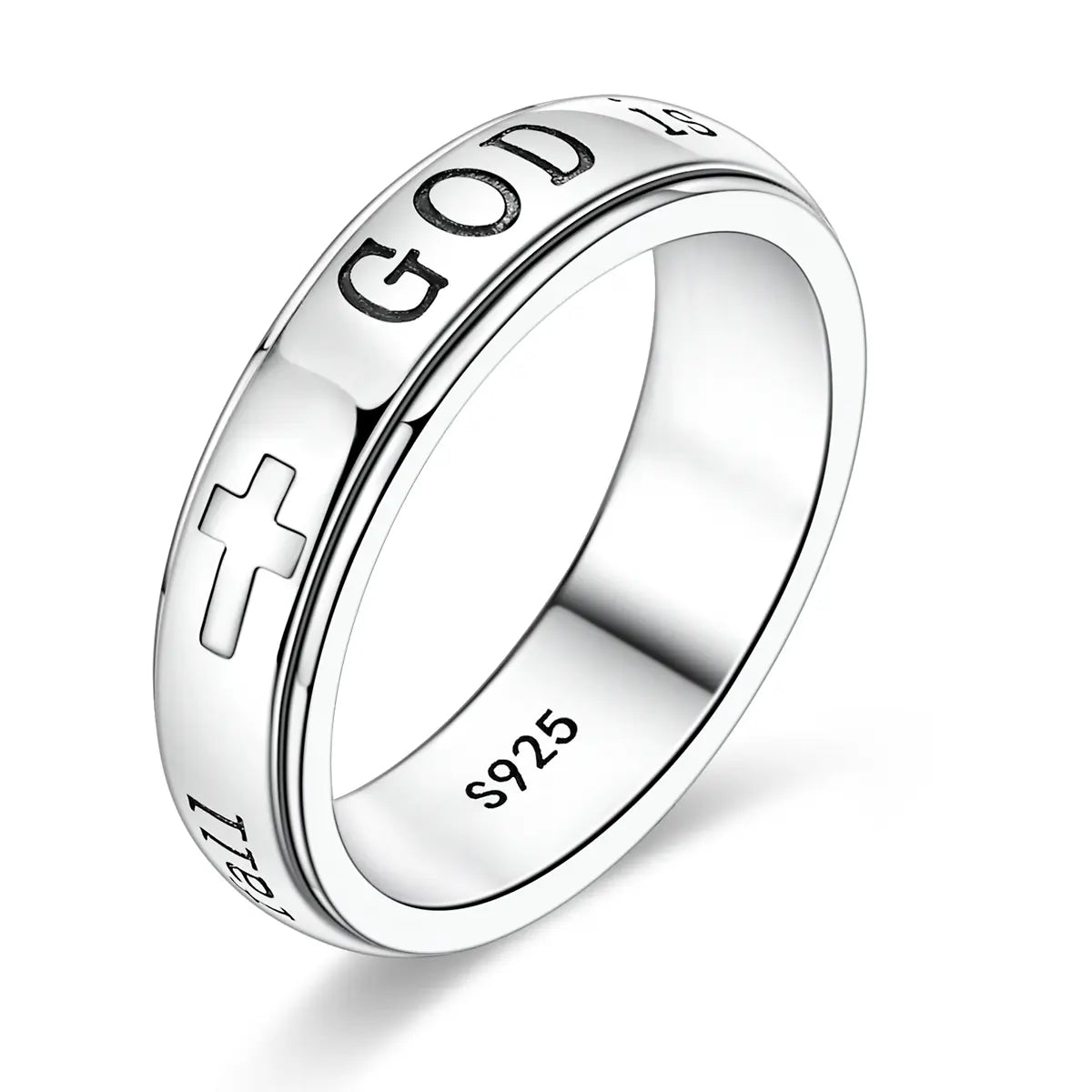 Christian Spinner Ring – Psalm 46:5 Inspirational Cross Ring