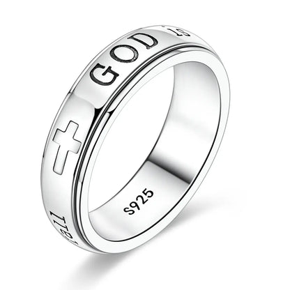 Christian Spinner Ring – Psalm 46:5 Inspirational Cross Ring