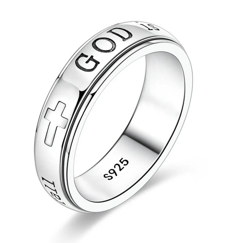 Christian Spinner Ring – Psalm 46:5 Inspirational Cross Ring